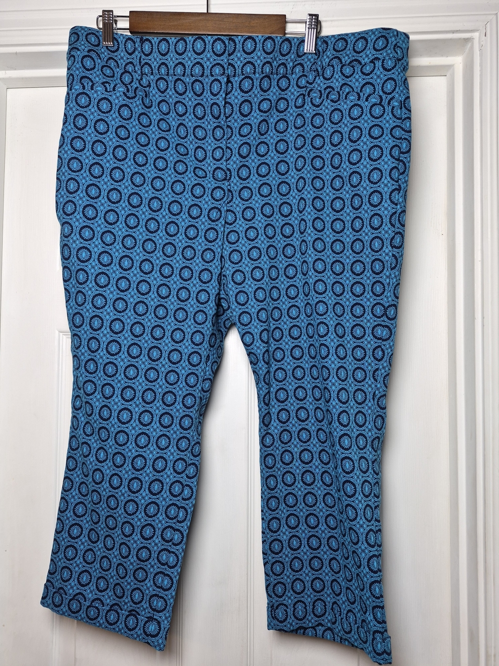 Lane Bryant Blue Patterned Cropped Pants 20